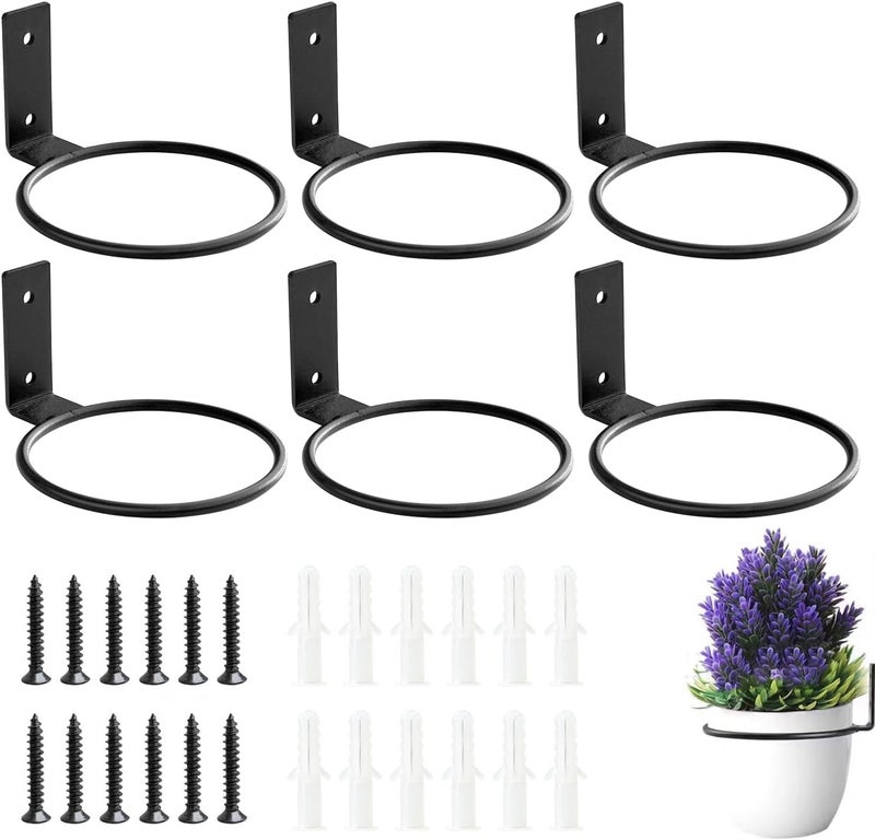 Neiteli Wall Plant Holder,4 Inch Wall Mounted Plant Holder,Plant Wall Mount,Plant Pot Holder,Wall Planters for Indoor Plants (6 Pack) - Image 1